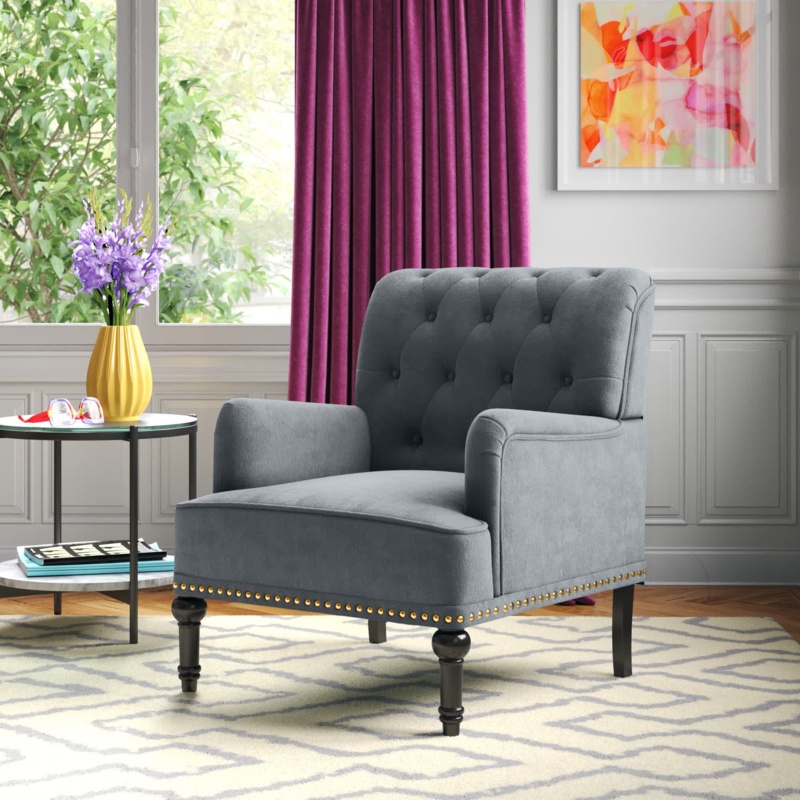 Mary 28.5" W Tufted Polyester Armchair