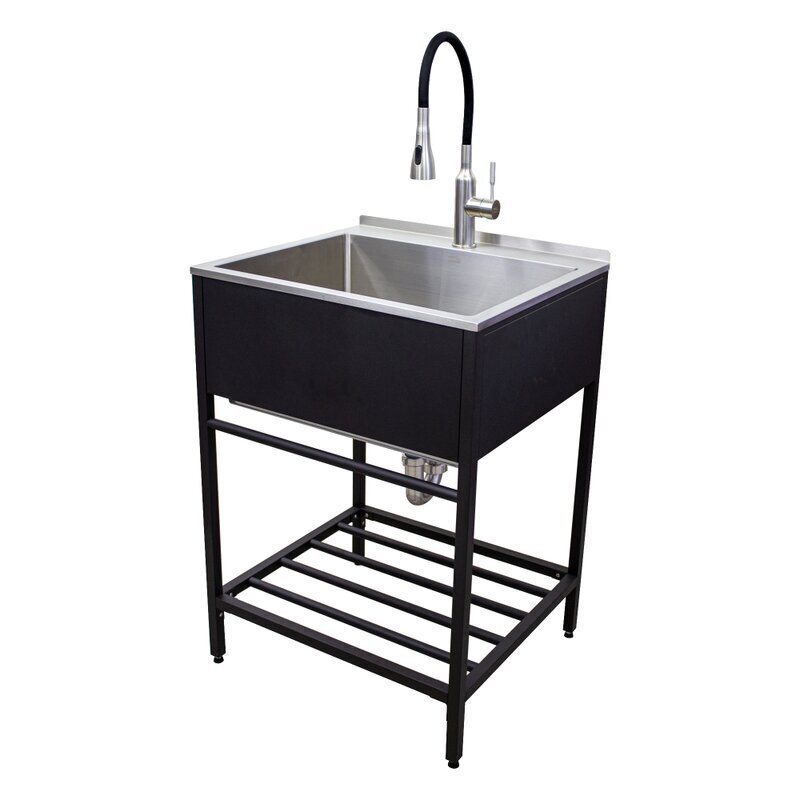 Matte Black Freestanding Utility Sink