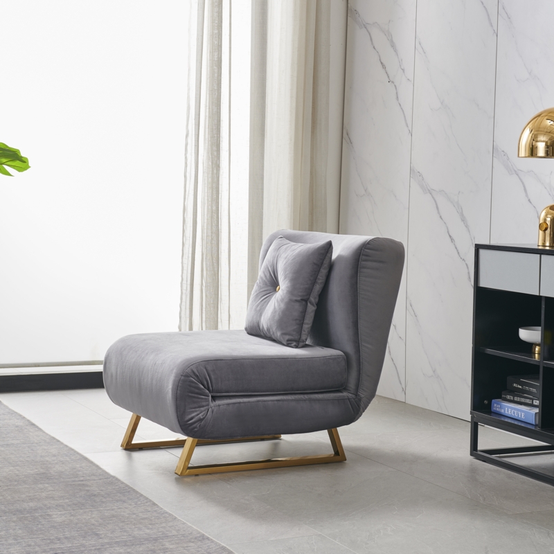 Foldable Sofa Sleeper Chair with Gold Metal Legs