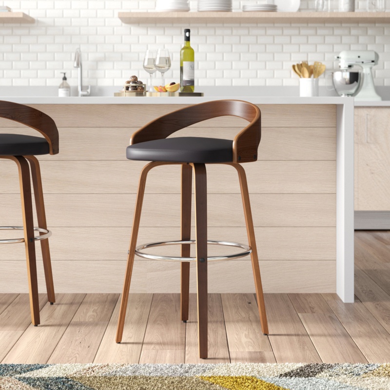 Mid-Century Modern Barstool with Low Back