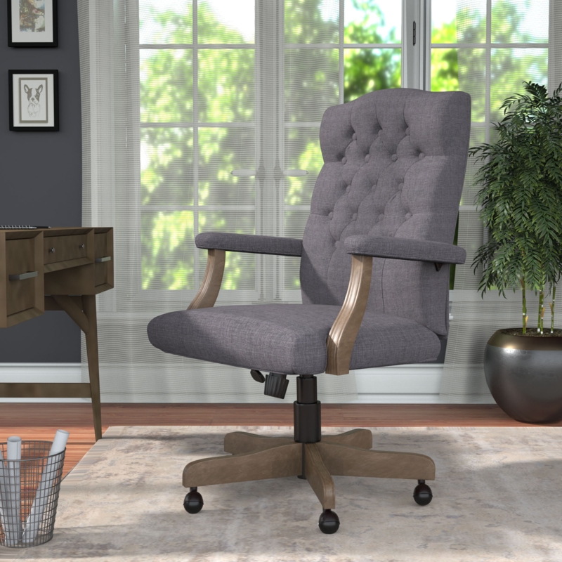 Farmhouse Executive Chair with Weathered Wood Finish