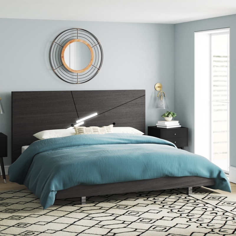 Lighted Platform Bed with Sleek Headboard