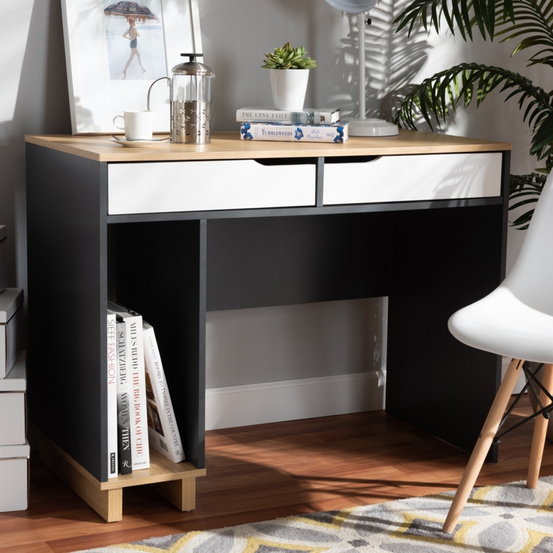 Playful Wood Desk with Drawers and Compartment