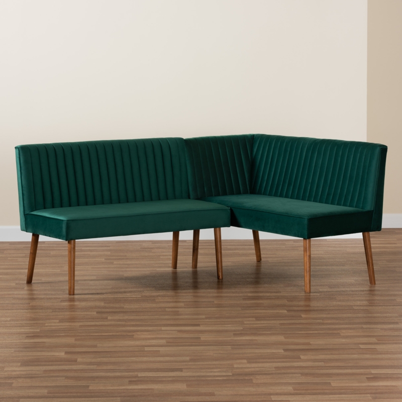 Velvet Banquette Set with Corner and Armless Bench