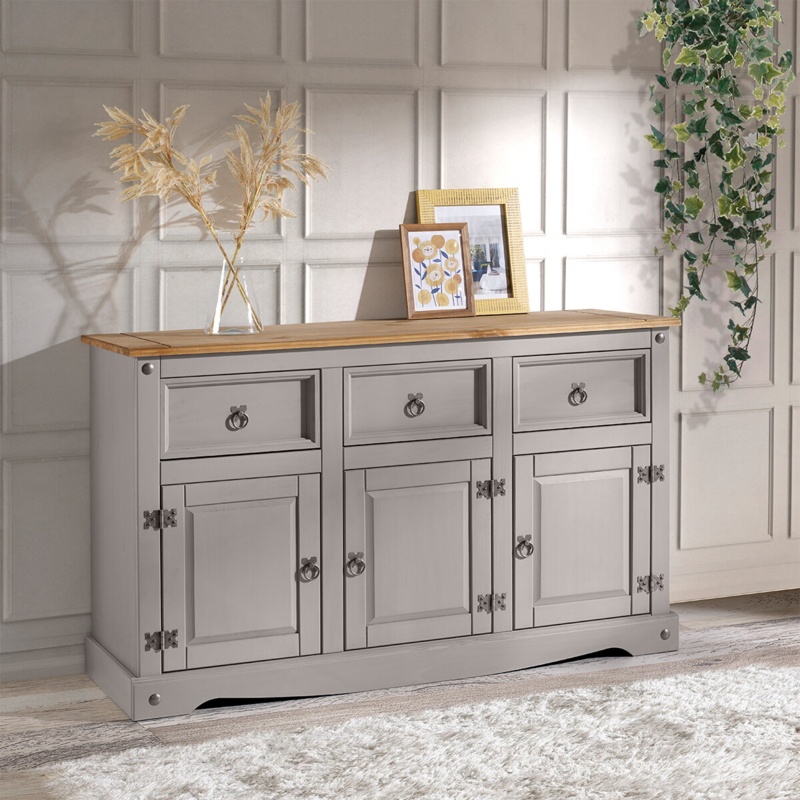 Mehta 49.25'' Wide 3 Drawer Pine Solid Wood Sideboard