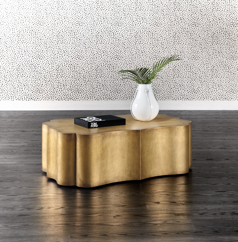 Quatrefoil Gold Finish Cocktail Table