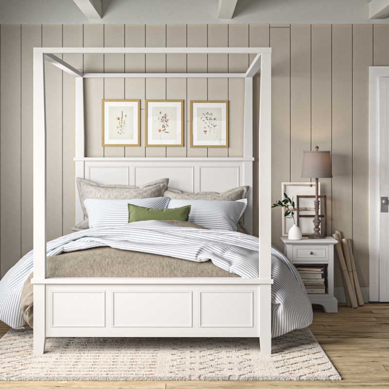Classic Panel Canopy Bed with Nightstand