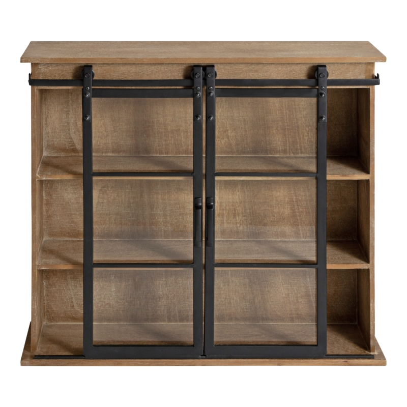 Rustic Wall Cabinet with Sliding Glass Doors