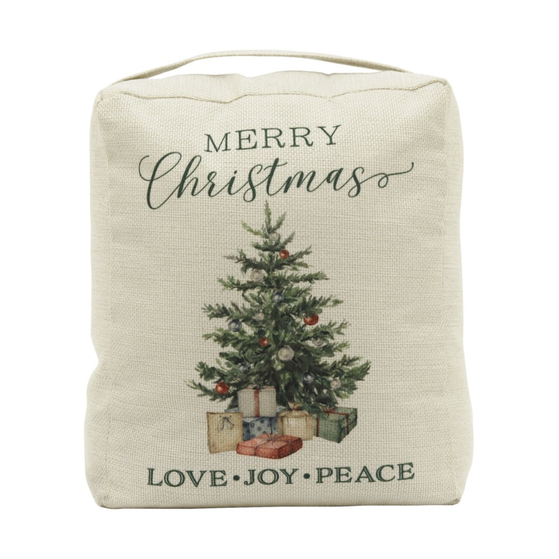 Merry Christmas Fabric Weighted Floor Stop