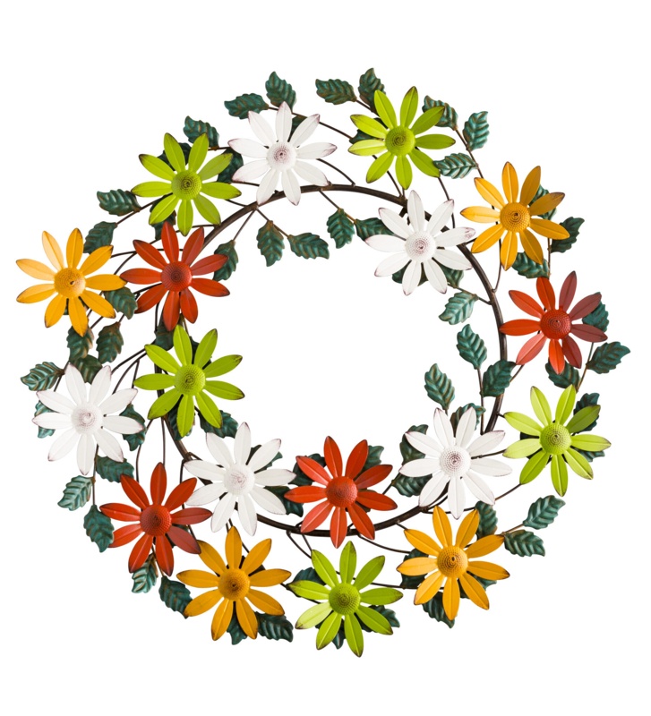 Metal Flowers and Leaves Wreath