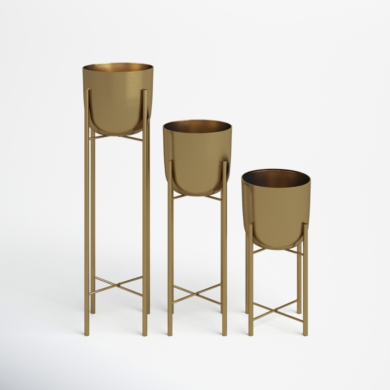 Metal Planters on Stands, For Indoor and Outdoor Use,11 L x 11 W x 40 H Inches