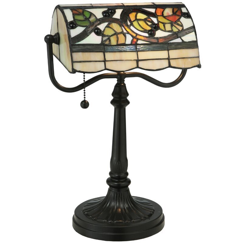 Metal pull chain banker’s lamp