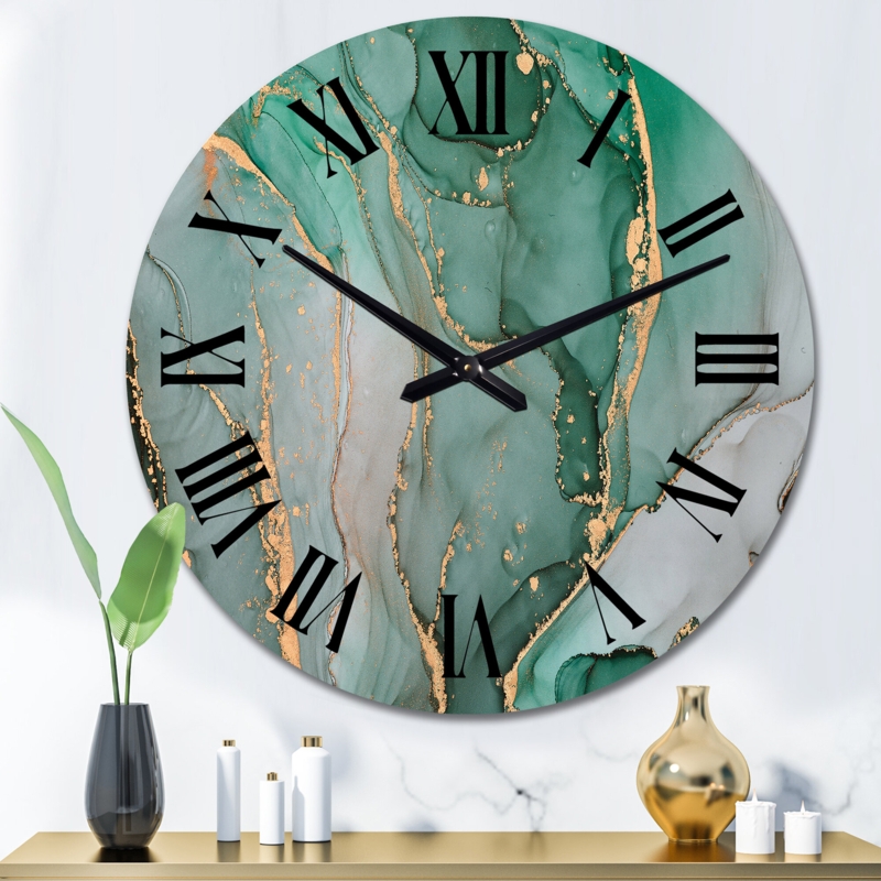 Symmetrical Yellow Fractal Flower Wall Clock