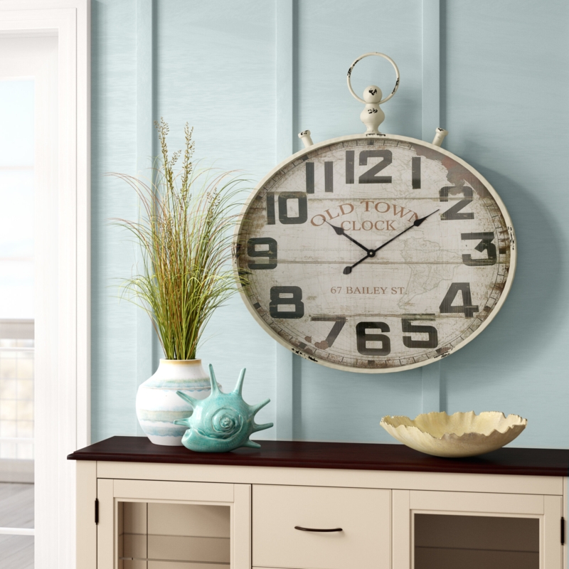 Vintage Oversized Wall Clock with Old World Map