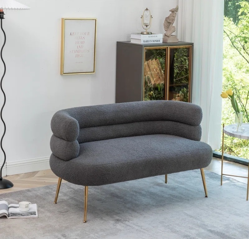Mid Century Inspired Curved Small Couch