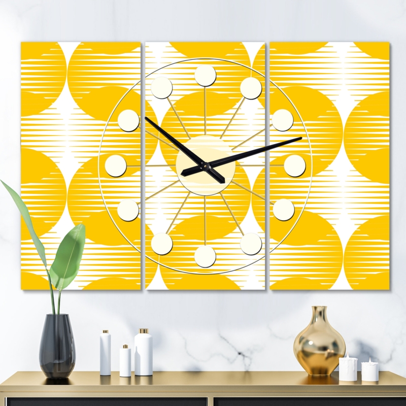 Mid-Century 3 Panels Wall Clock