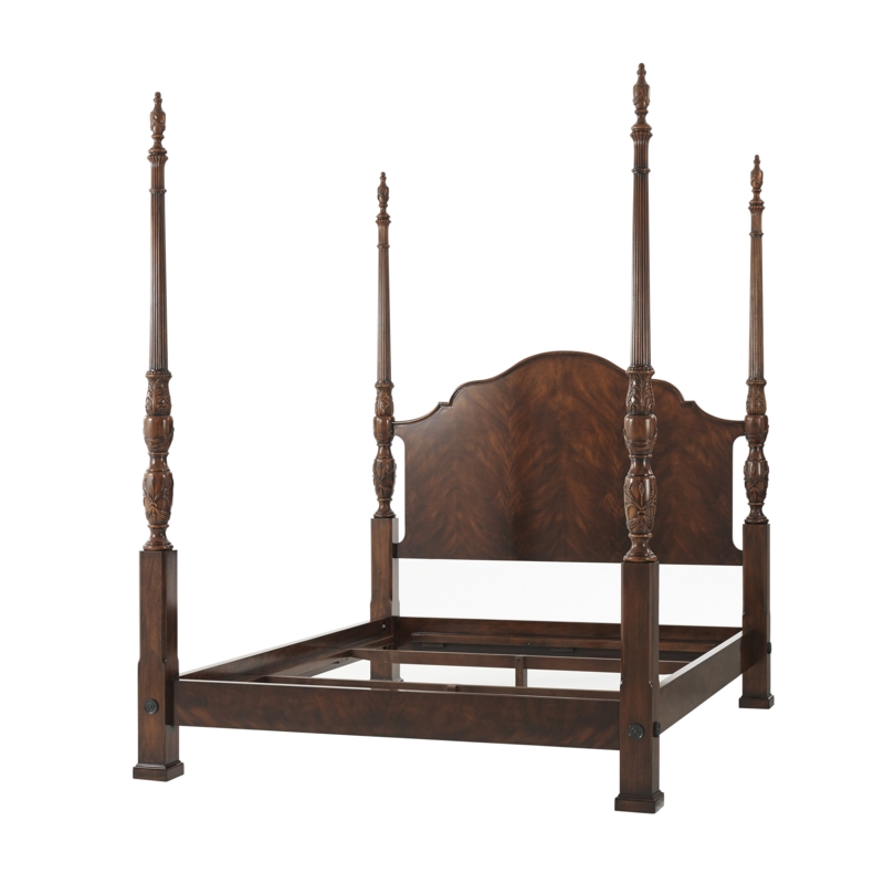 Mahogany Rice Bed with Carved Details