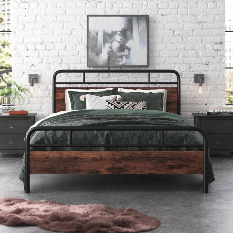 Milligan Solid Wood Bed Frame with Black Slats