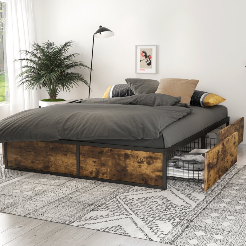 Milliken Storage platform Bed with 4 drawers no headboard