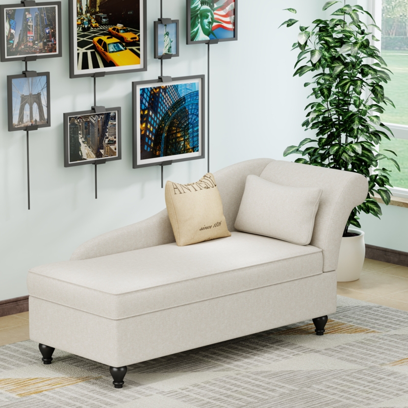 Elegant Velvet Chaise Lounge with Hidden Storage