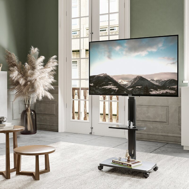 Minimalistic Rolling Tall Corner TV Stand