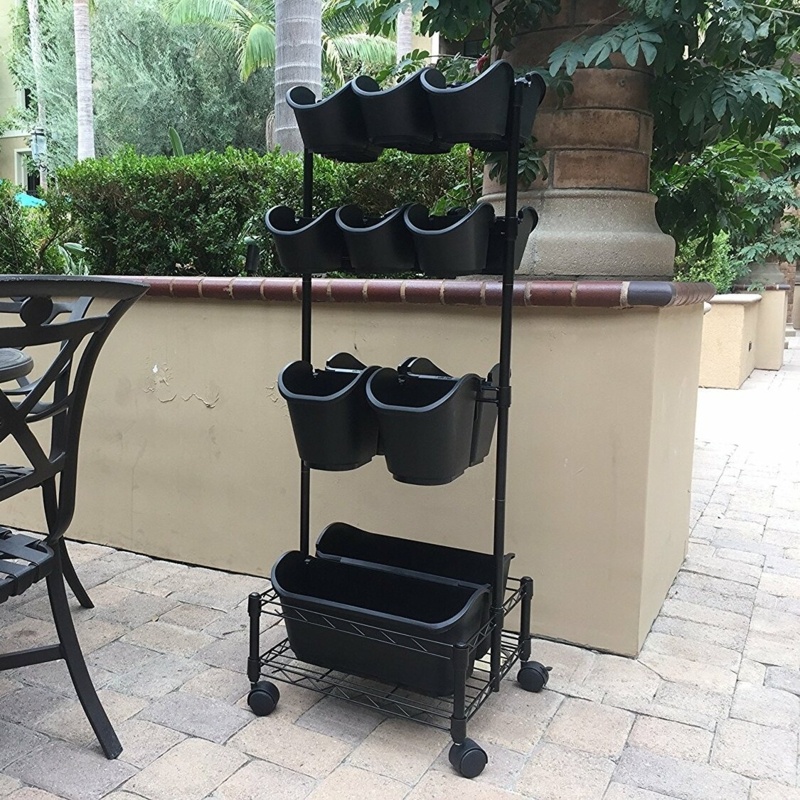 Mobile Double Frame Plastic Vertical Garden