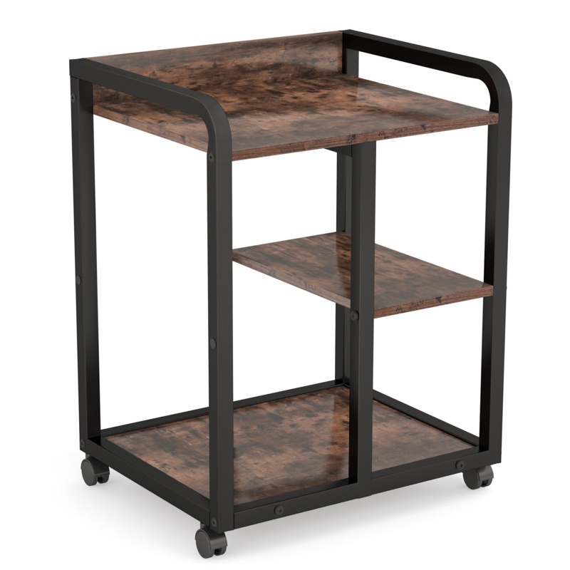 Mobile Printer Stand With Storage Shelves, 3-Shelf Printer Cart Under Desk Storage Shelf，Stand With Wheels