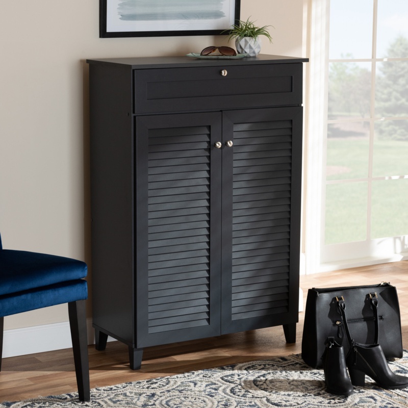 Modern and Contemporary 15 Pair Shoe Storage Cabinet