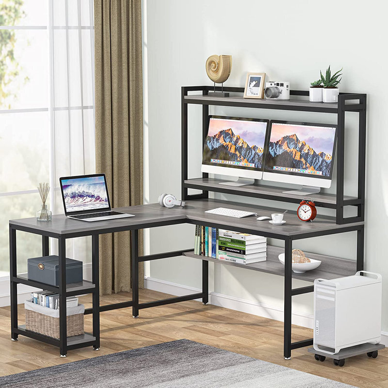 Modern Desk with Storage Above