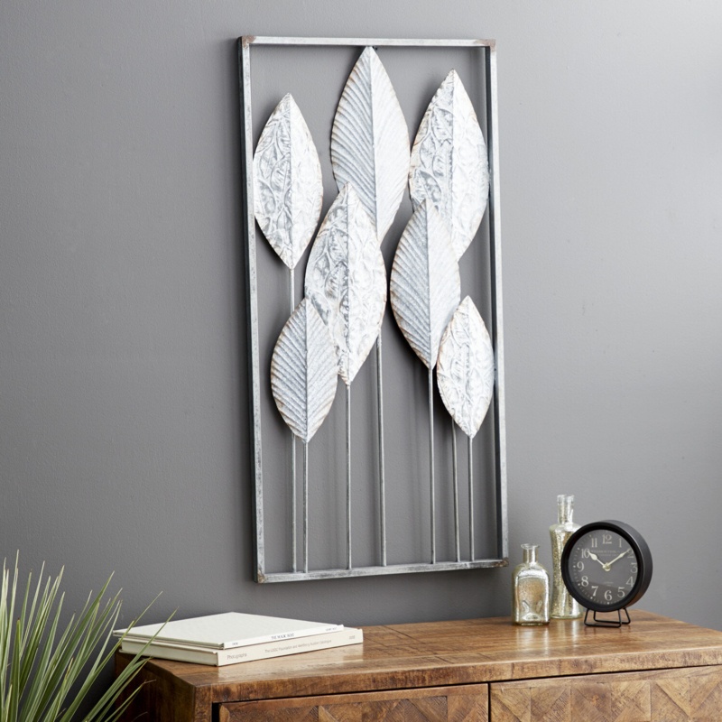 Silver Metal Leaf Wall Decor