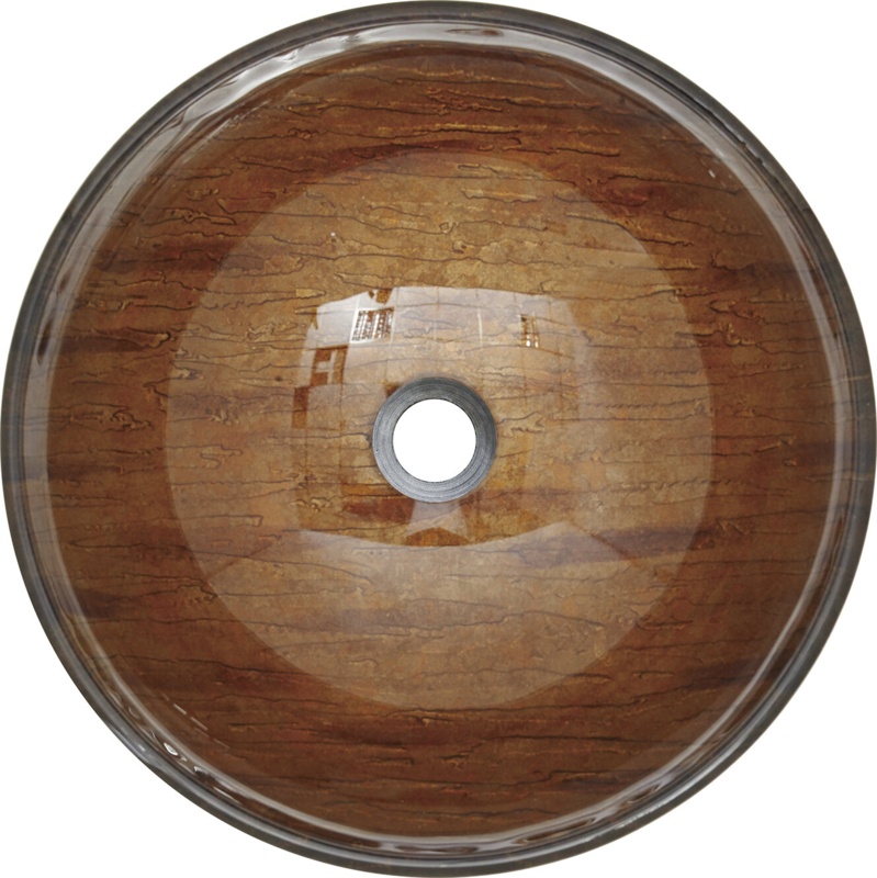 Modetti USA LLC 16.5'' Brown Tempered Glass Circular Vessel Bathroom Sink