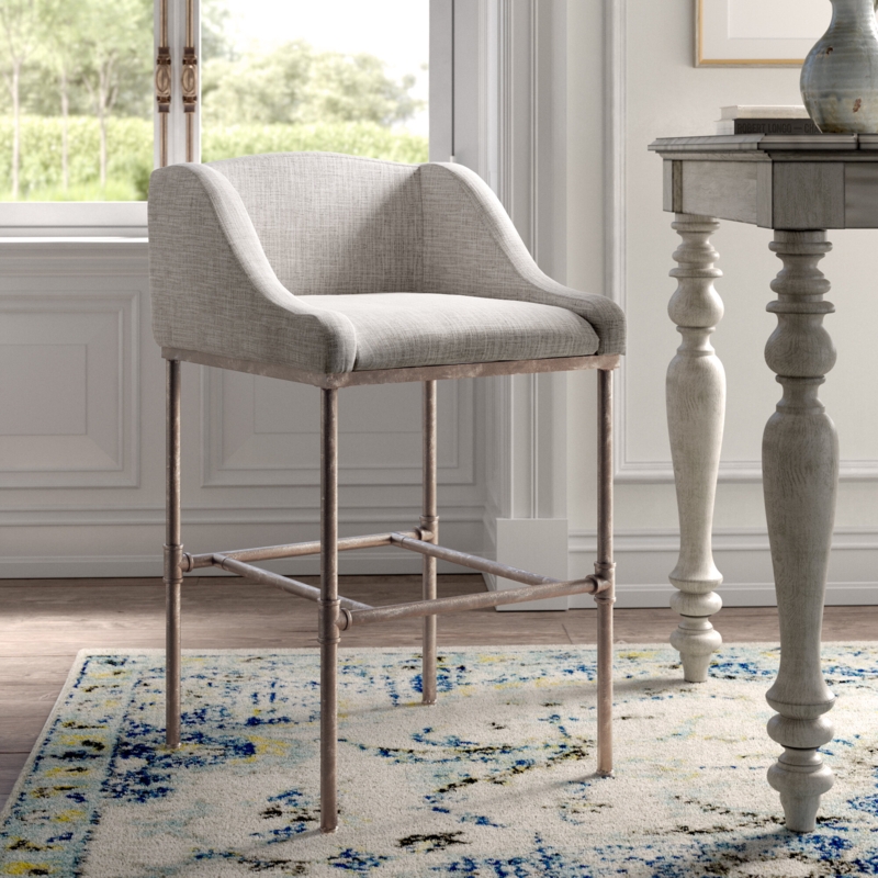 Upholstered Industrial Counter Stool