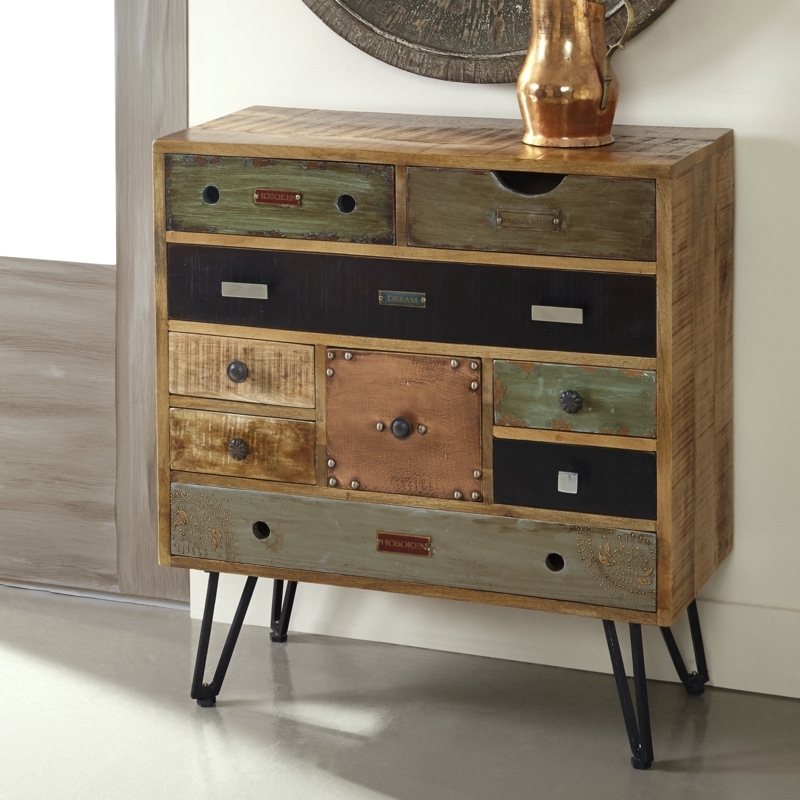 Multicolor Nine-Drawer Chest with Unique Design