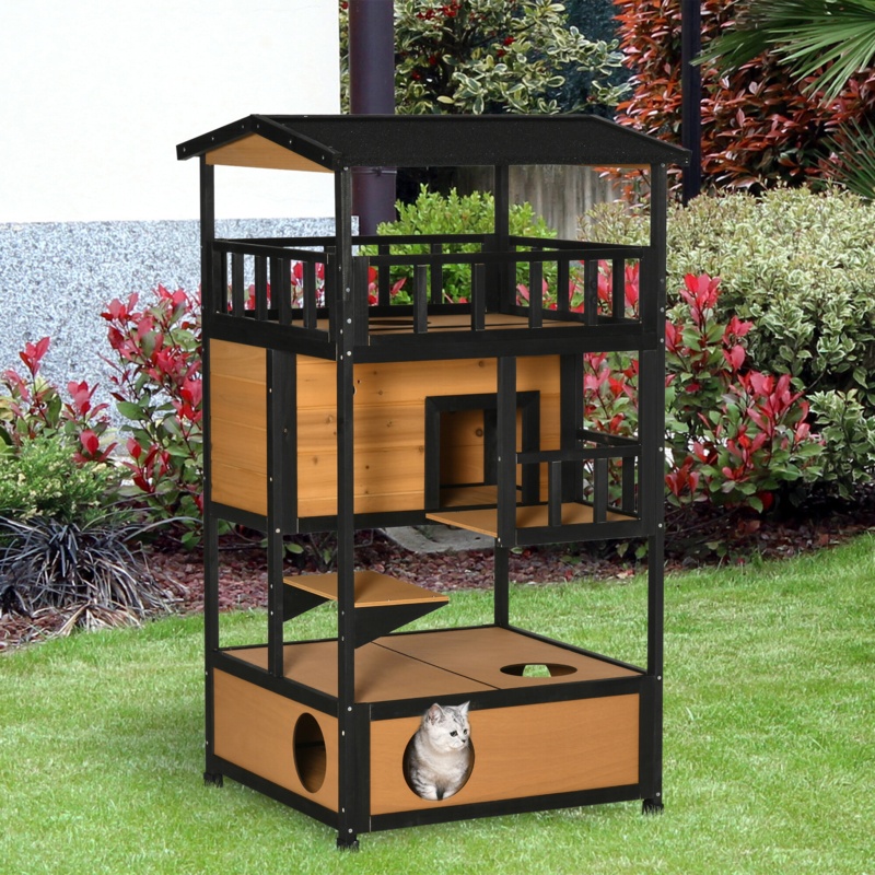 Outdoor & Indoor 3-Tier Cat Condo