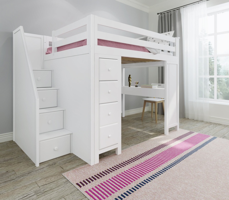 Monserrat Full Solid Wood Loft Bed with Bookcase by Three Posts™ Baby & Kids