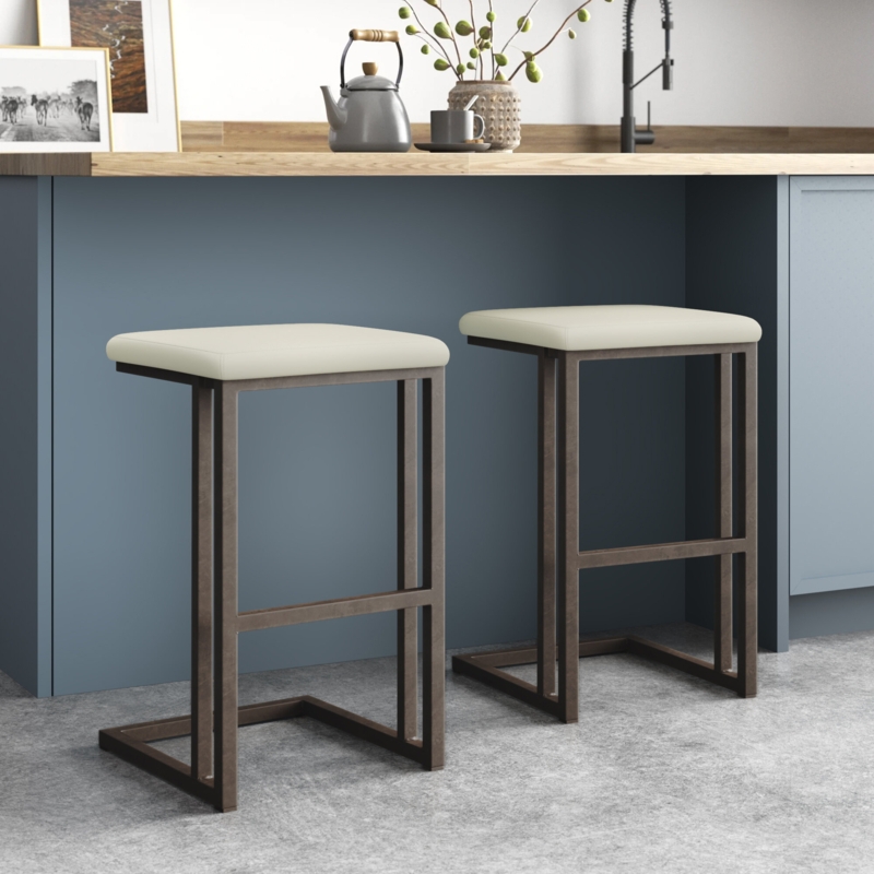 Minimalist Upholstered Barstools Set of 2
