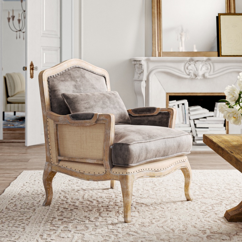 Louis XV-Inspired Oak Armchair