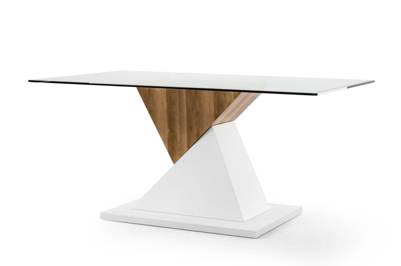 Contemporary Rectangular Dining Table with Glass Top