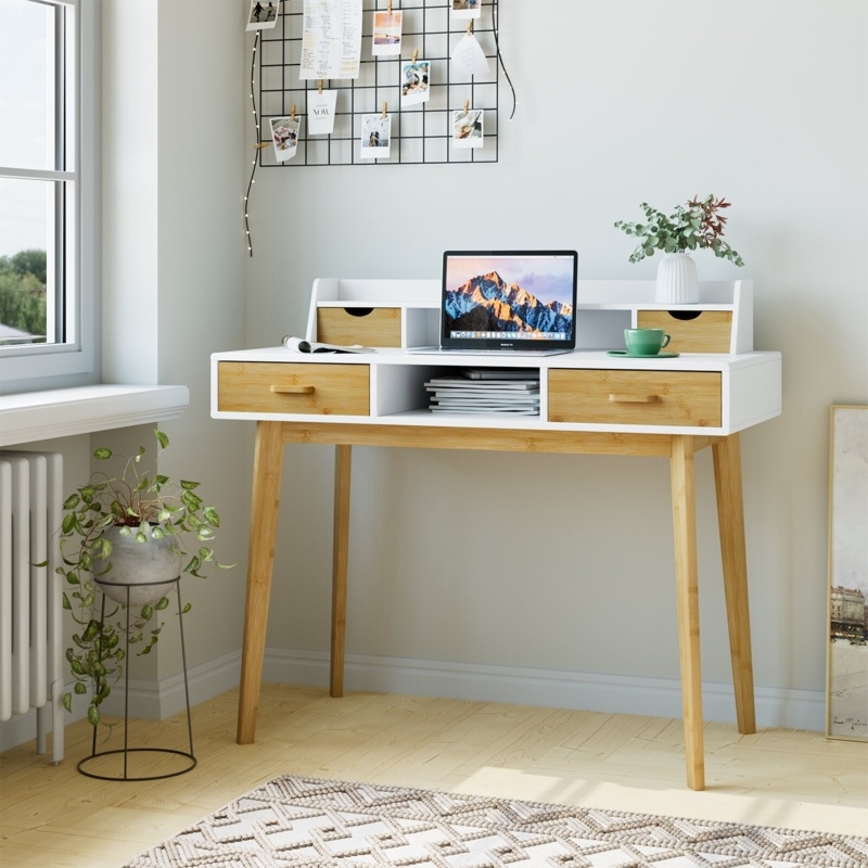 Morrisville Computer Desk With Hutch and 4 Drawers