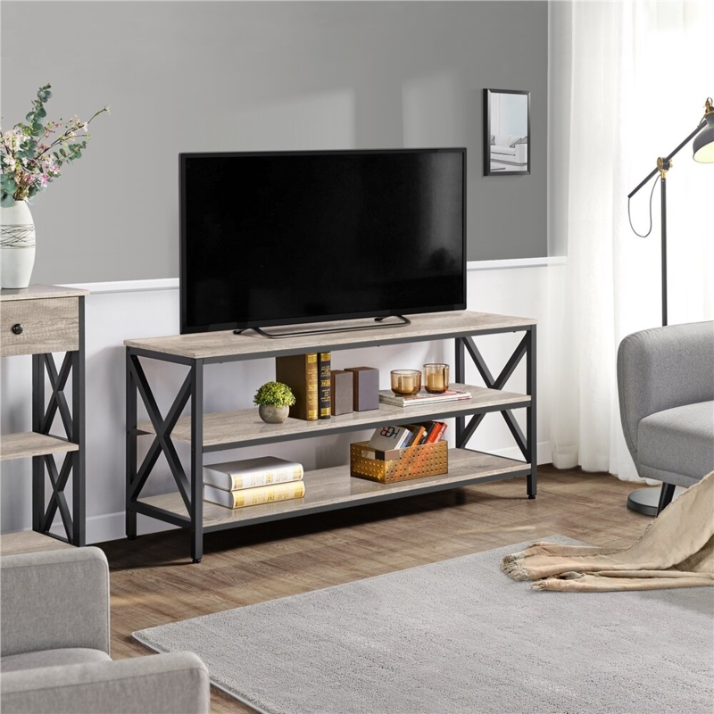 Industrial TV Stand with Sound Bar Shelf