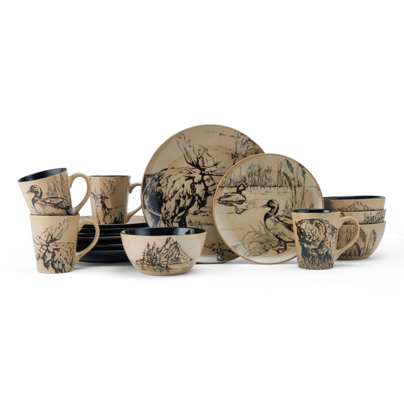Mossy Oak Stoneware Dinnerware Set - Service for 4