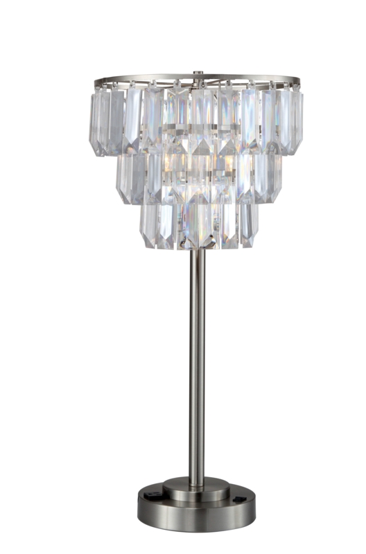 Cascading Crystal 28" Silver Table Lamp
