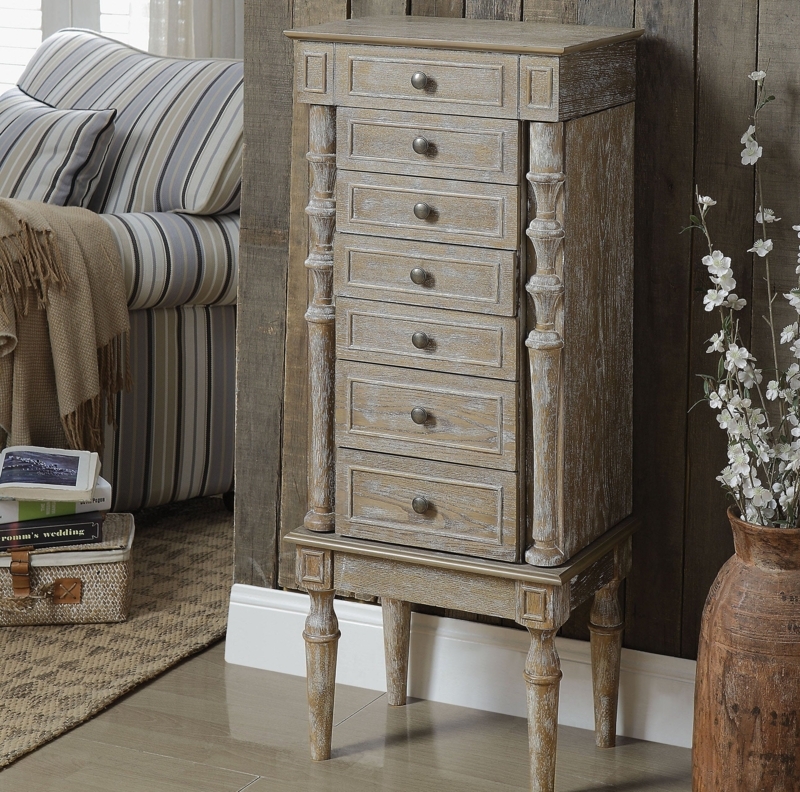 Jewelry Armoire with Storage and Mirror