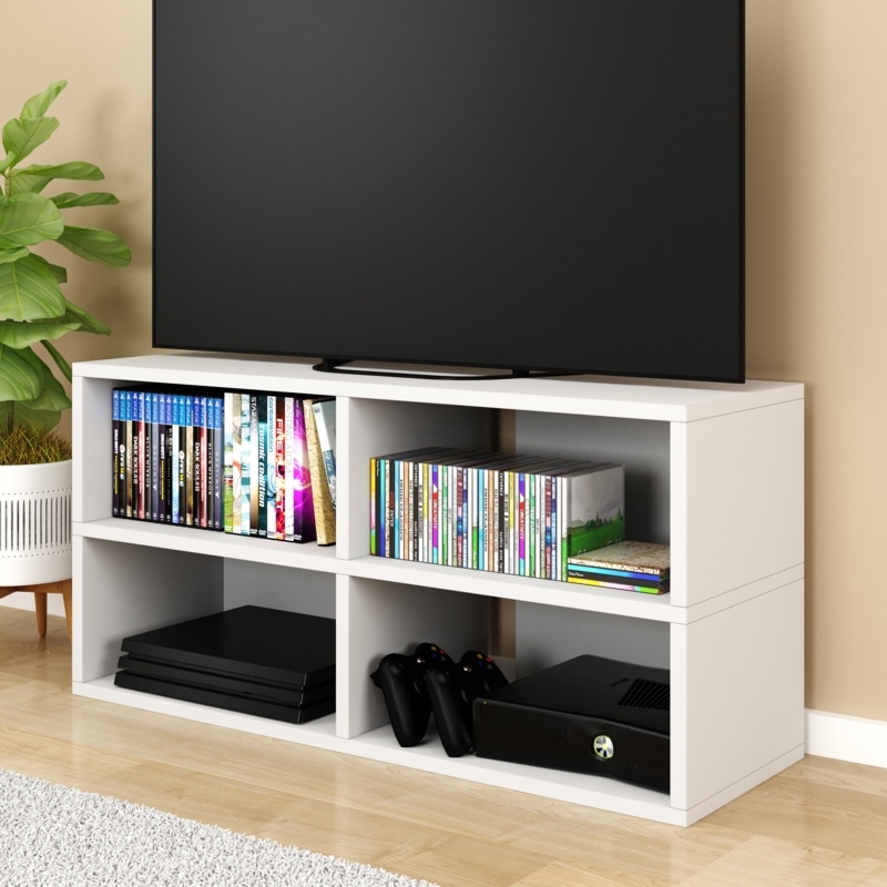Media Shelf with Four Open Shelves