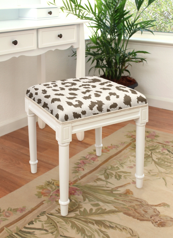 Elegant Solid Wood Upholstered Stool