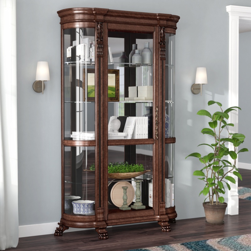 Murillo 53'' Wide Solid Wood Mirrored Back Curio Cabinet with Lighting