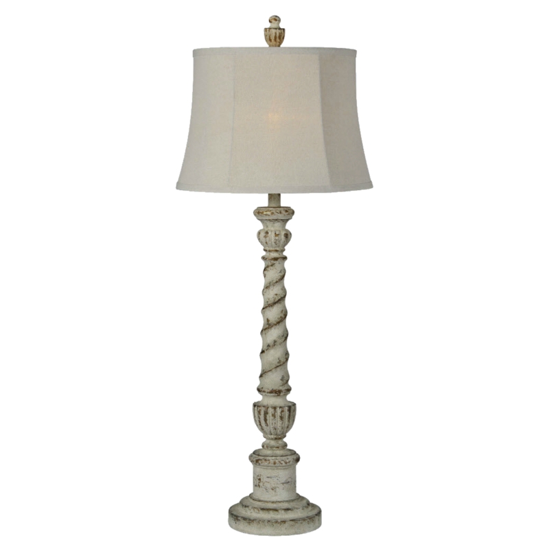 Oversized White Wash Buffet Lamp