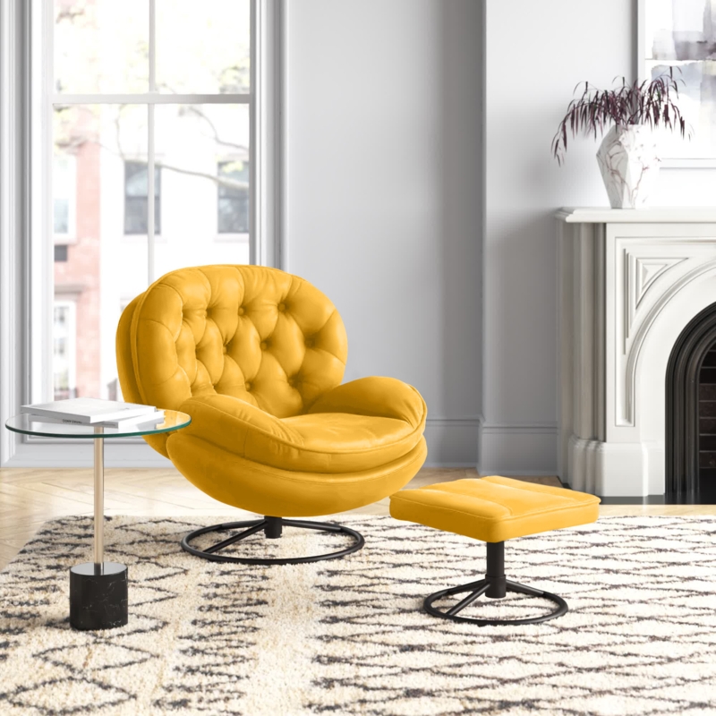 Swivel Lounge Chair and Ottoman Set