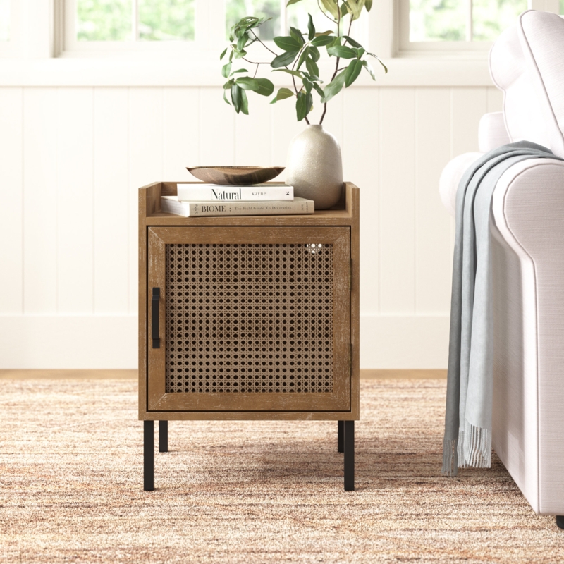 Distressed Industrial Nightstand with Charging Station