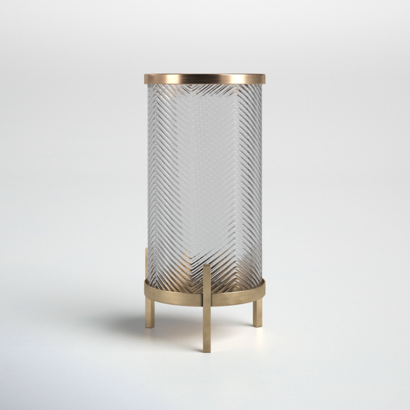 Linear Glass Hurricane with Polished Brass